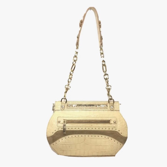 Versace Cream and Gold Textured Shoulder Bag - Picture 2 of 13